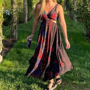 FREE PEOPLE cut out black midi dress